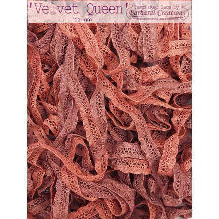 Hand dyed cotton lace 11 mm wide - Velvet Queen 2 yard - 2 m