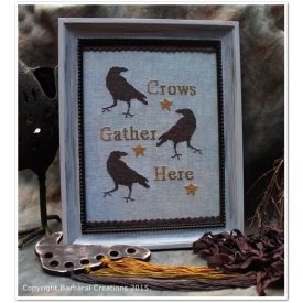   Crows gather here - cross stitch pattern, primitive cross stitch design  - paper chart