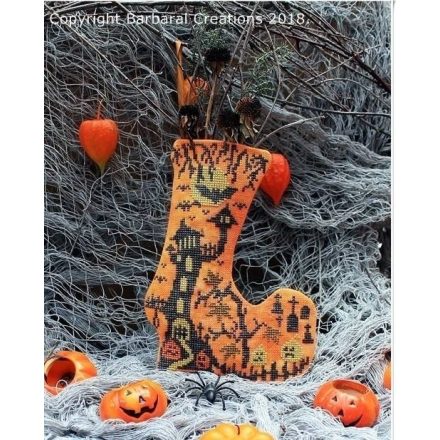 Halloween stocking - cross stitch pattern, primitive cross stitch design 