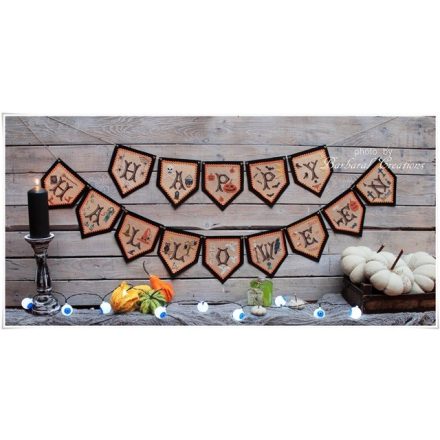Happy Halloween - cross stitch pattern, primitive cross stitch design - paper chart