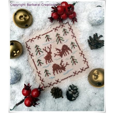 Reindeer - cross stitch pattern, primitive cross stitch design 
