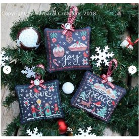   Chalkboard ornaments - cross stitch pattern, primitive cross stitch design -  paper chart