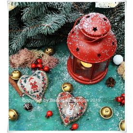   Christmas Hearts set 1. - cross stitch pattern, primitive cross stitch design - paper chart