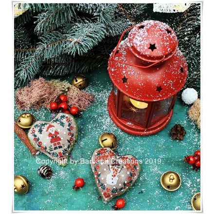 Christmas Hearts set 1. - cross stitch pattern, primitive cross stitch design 
